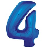 Folieballon Blauw Cijfer '4' Groot