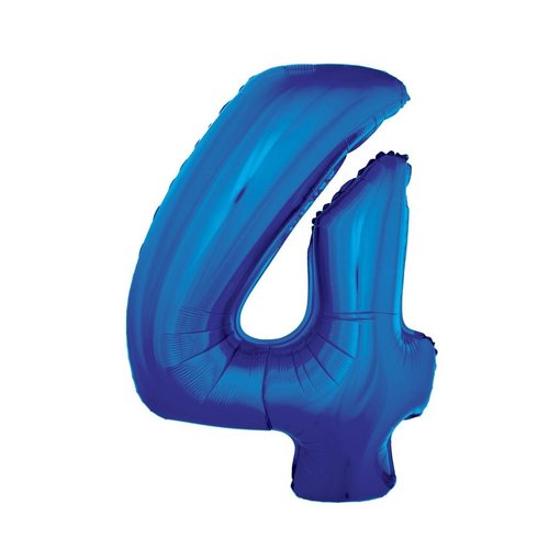 Folieballon Blauw Cijfer '4' Groot