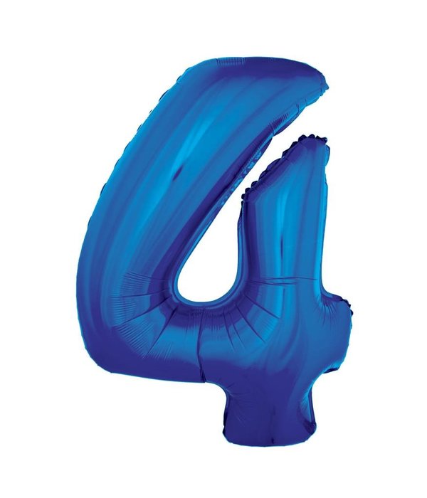 Folieballon Blauw Cijfer '4' Groot