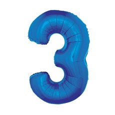 Folieballon Blauw Cijfer '3' Groot