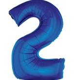 Folieballon Blauw Cijfer '2' Groot