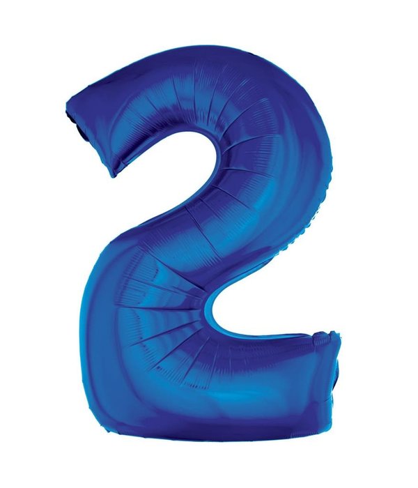 Folieballon Blauw Cijfer '2' Groot