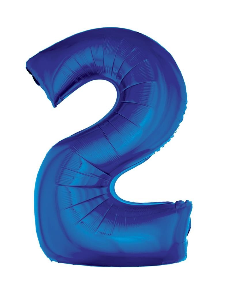 Folieballon Blauw Cijfer '2' Groot
