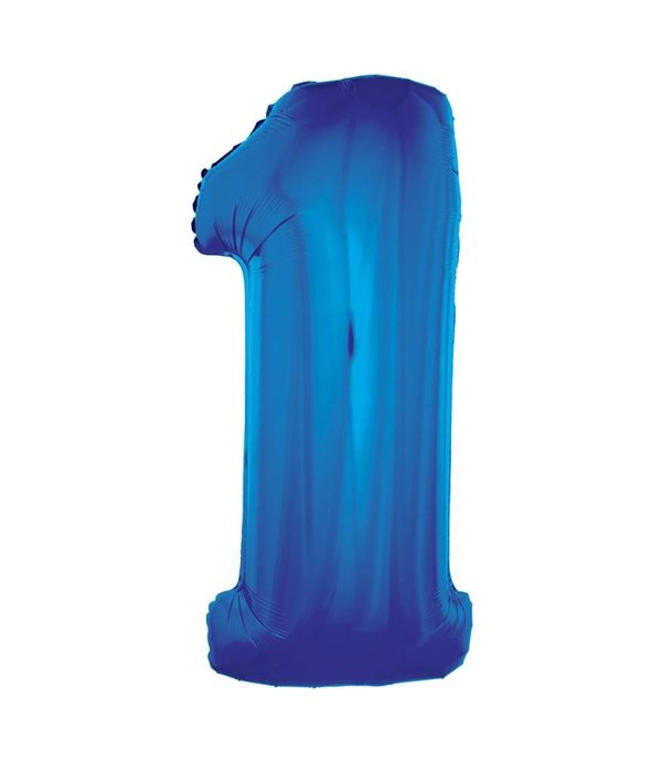 Folieballon Blauw Cijfer '1' Groot
