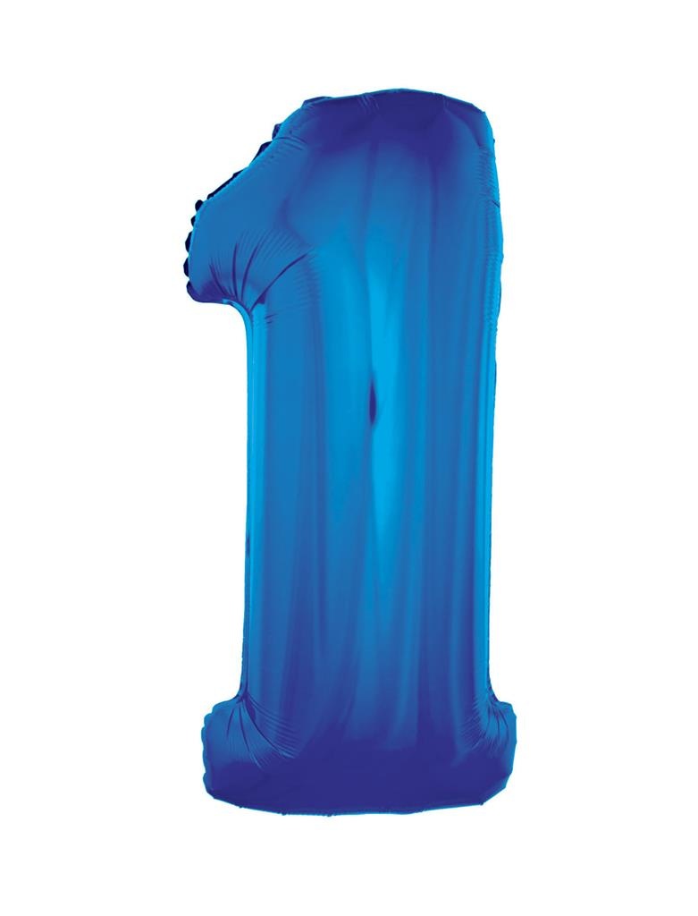 Folieballon Blauw Cijfer &apos;1&apos; Groot afbeelding