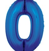 Folieballon Blauw Cijfer '0' Groot