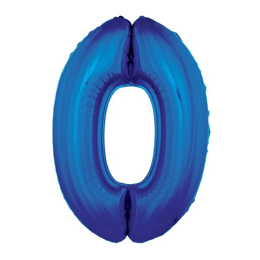 Folieballon Blauw Cijfer '0' Groot