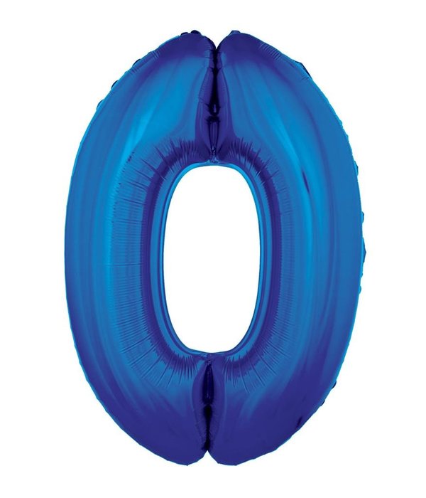 Folieballon Blauw Cijfer '0' Groot