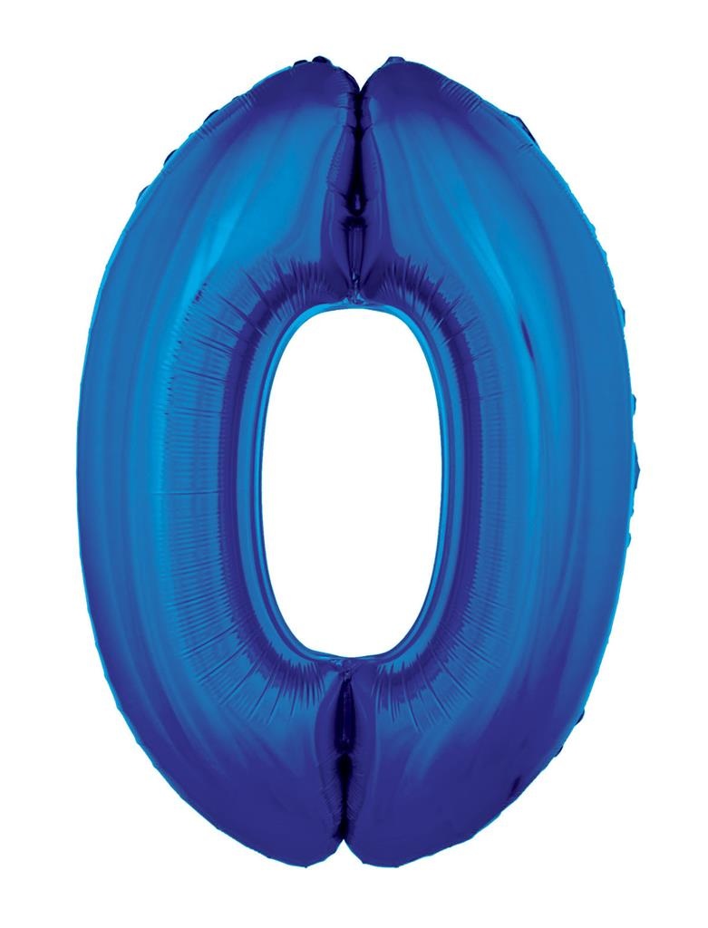 Folieballon Blauw Cijfer &apos;0&apos; Groot afbeelding