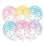 Transparante Ballonnen Gekleurde Pastel Hartjes Print (6st)