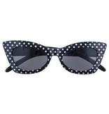 Rock 'n Roll Bril Zwart/Wit Stippen