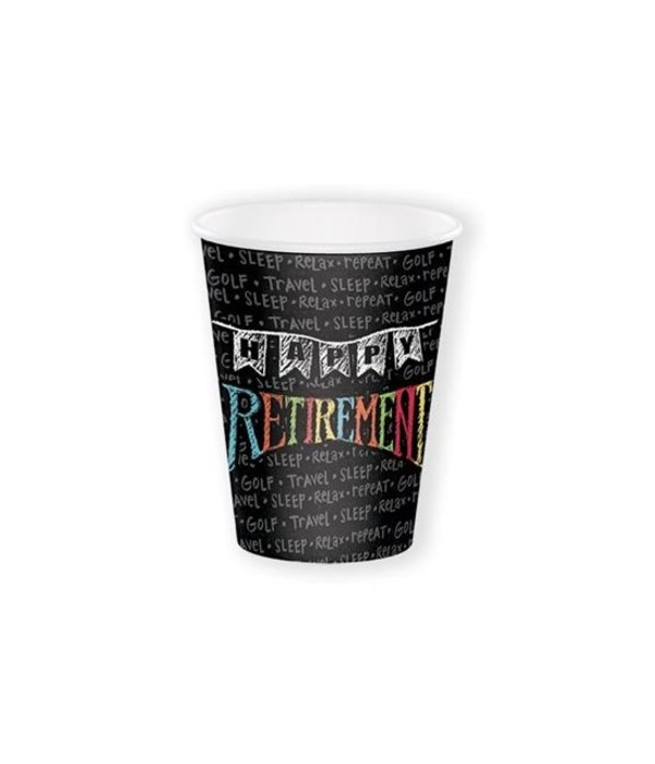 Drinkbekers Pensioen 'Happy Retirement' (8st)