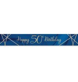 Foliebanner 50 Jaar Navy Blauw/Goud - 275cm