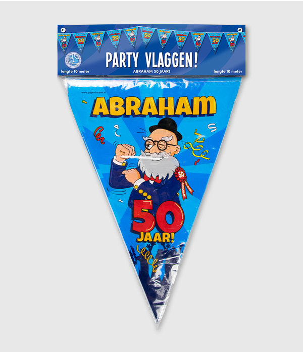 Vlaggenlijn 50 Jaar Abraham Cartoon - 10m