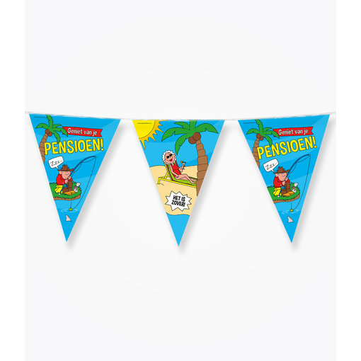 Vlaggenlijn 'Geniet van je Pensioen' Cartoon (10m)