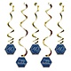 Hangdecoratie Swirls 40 jaar Navy Blauw/ Goud (5st)