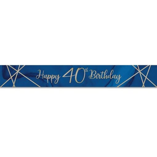 Foliebanner 40 jaar Navy Blauw/Goud (275cm)