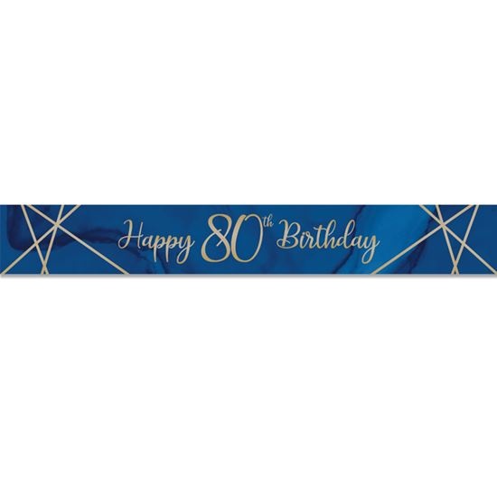 Foliebanner 80 Jaar Navy Blauw/Goud (275cm)