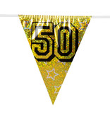 Holografische vlaggenlijn '50' goud (8m)