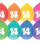Ballonnen 14 Jaar kleurenmix (8st)
