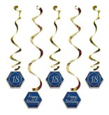 Hangdecoratie Swirls 18 Jaar Navy Blauw/Goud (5st)
