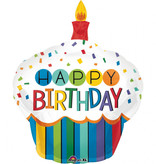 Folieballon Happy Birthday Cupcake Rainbow (73x91cm)
