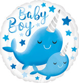 Folieballon Baby Boy Narwal (43cm)