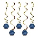 Hangdecoratie Swirls Happy Birthday Navy Blauw/Goud (5st)