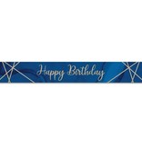 Foliebanner Happy Birthday Navy Blauw/Goud (275cm)