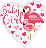 Folieballon Baby Girl Flamingo's Hartvormig (43cm)