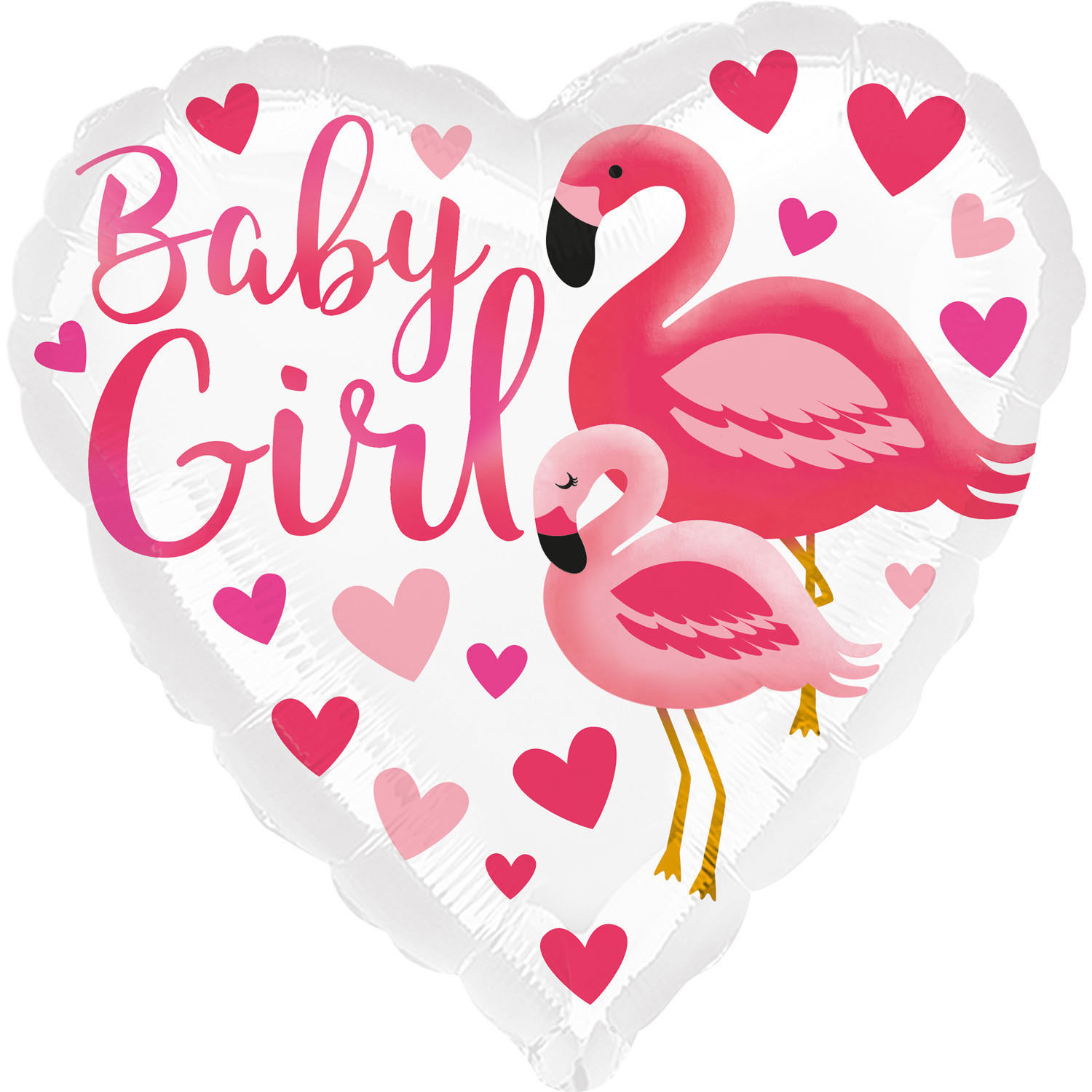 Folieballon Baby Girl Flamingo&apos;s Hartvormig (43cm) afbeelding