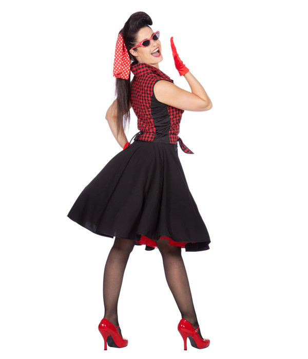 Rockabilly Kostuum Jaren 50 Rizzo Rood/Zwart