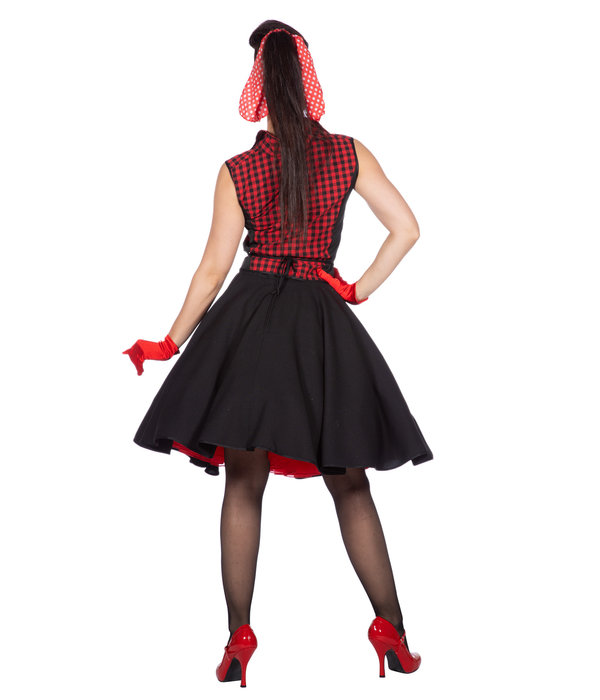Rockabilly Kostuum Jaren 50 Rizzo Rood/Zwart