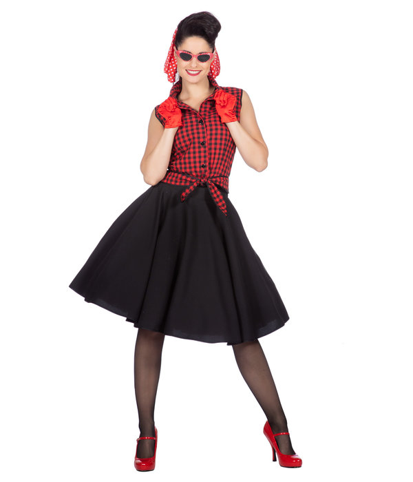Rockabilly Kostuum Jaren 50 Rizzo Rood/Zwart
