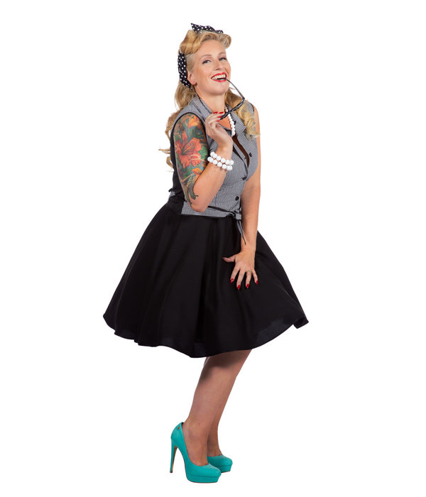 Rockabilly Kostuum Jaren 50 Rizzo Zwart/Wit