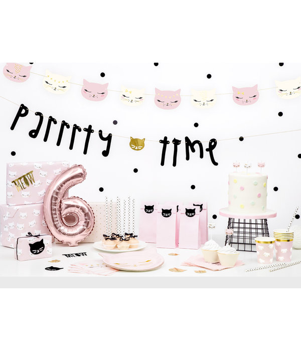 Feestbekers Katten Roze/Goud (6st)