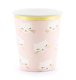 Feestbekers Katten Roze/Goud (6st)