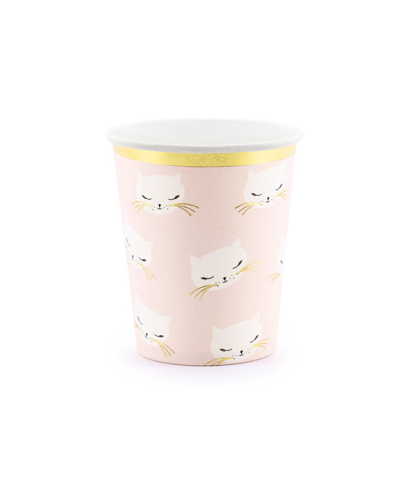 Feestbekers Katten Roze/Goud (6st)