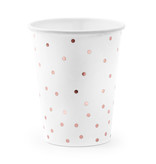 Feestbekers Stippen Wit/Roségoud (6st)