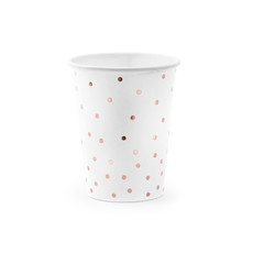 Feestbekers Stippen Wit/Roségoud (6st)