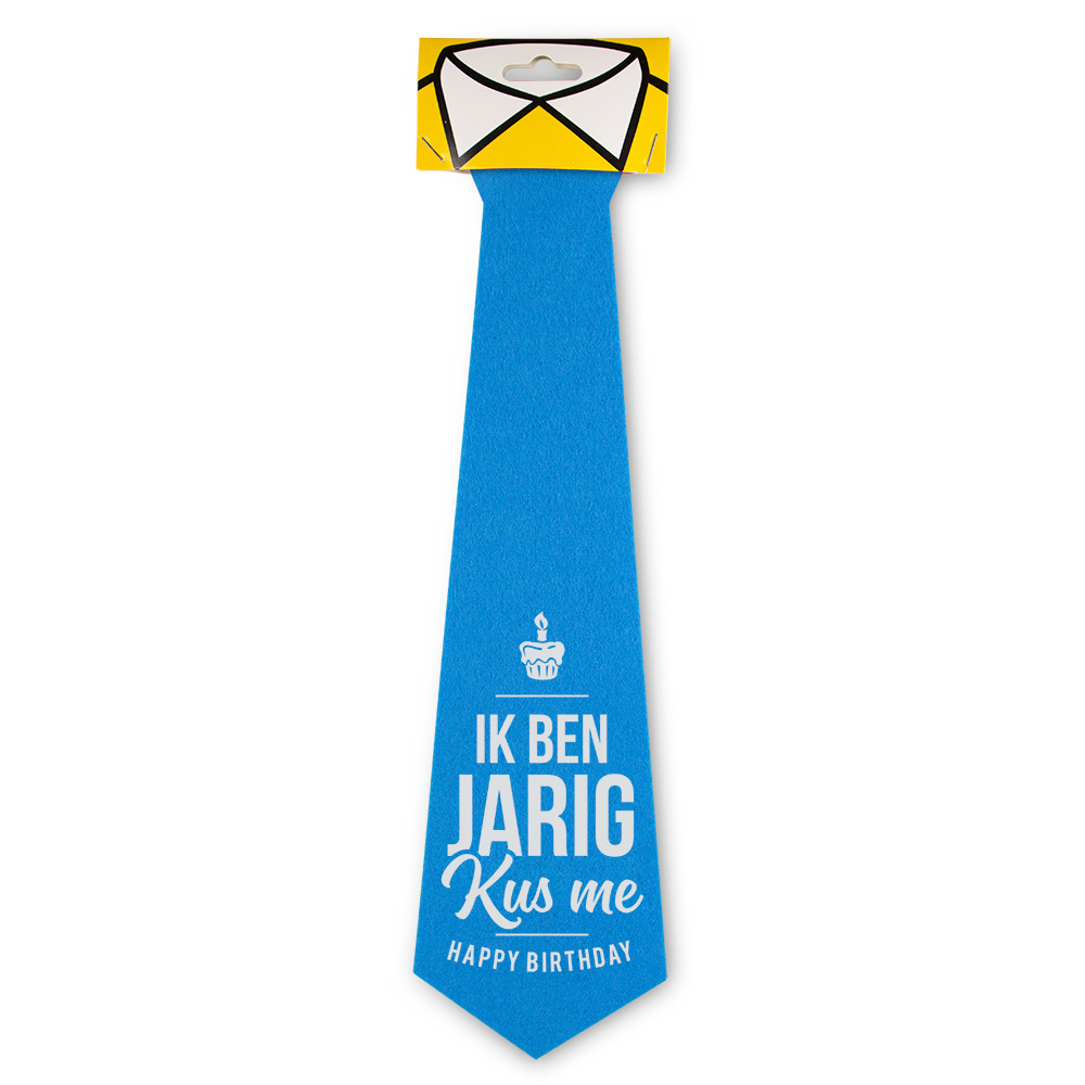 Stropdas 'Ik Ben Jarig Kus Me' blauw