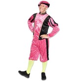 Piet kostuum velours roze/zwart