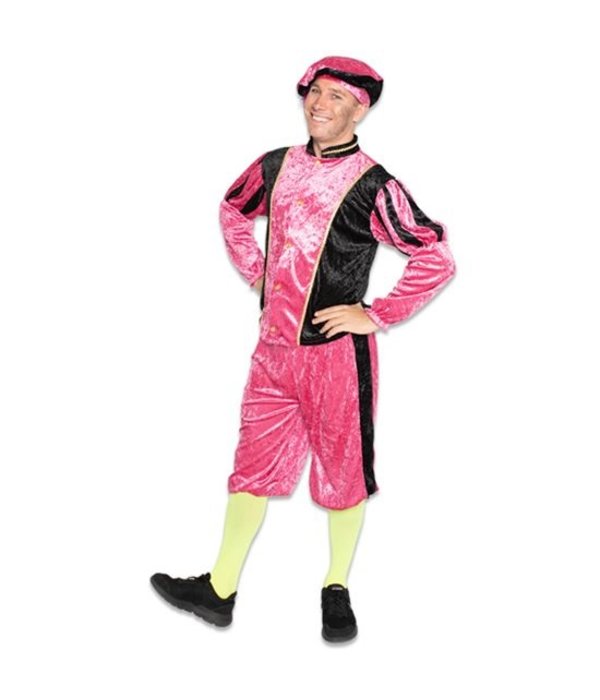 kostuum velours roze/zwart - Feestbazaar.nl