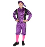 Piet kostuum velours paars/zwart