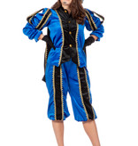 Pieten pak vrouw imitatie fluweel blauw/zwart