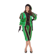 Pieten pak vrouw imitatie fluweel groen/zwart