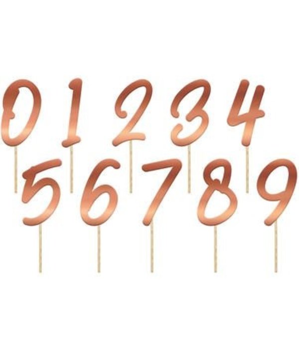 Cake Toppers Cijfers Roségoud Elegant Blush - 20 stuks