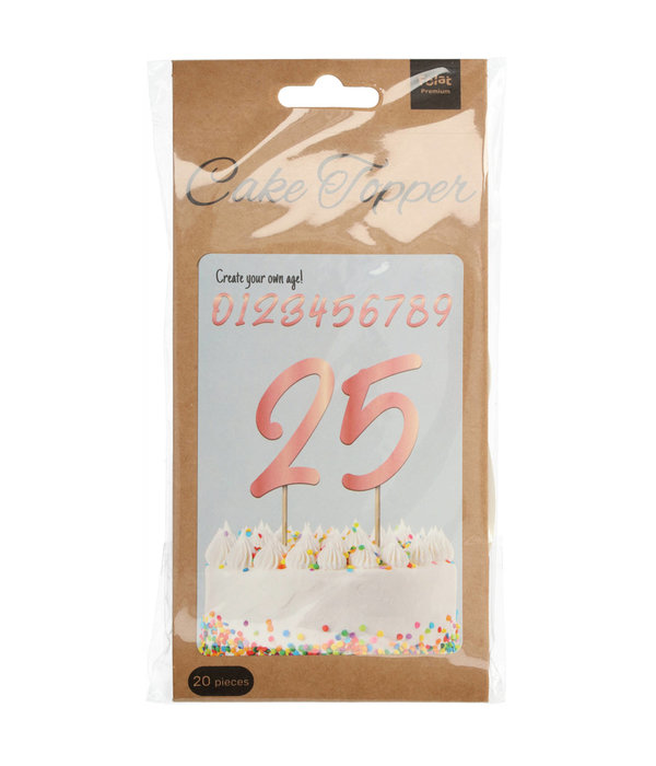 Cake Toppers Cijfers Roségoud Elegant Blush - 20 stuks