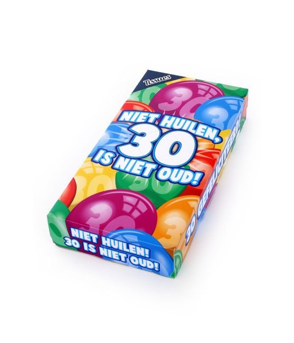 Tissuebox 'Niet huilen, 30 is niet oud'
