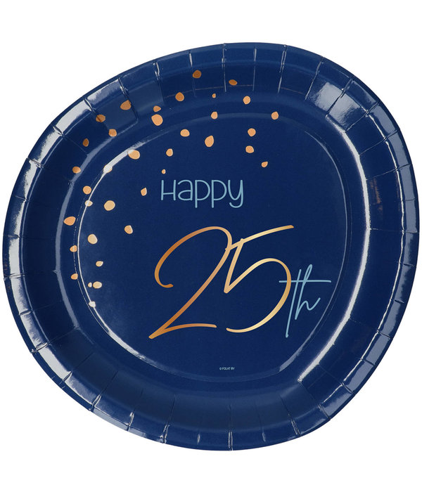 Feestborden 25 Jaar Elegant True Blue (8st)